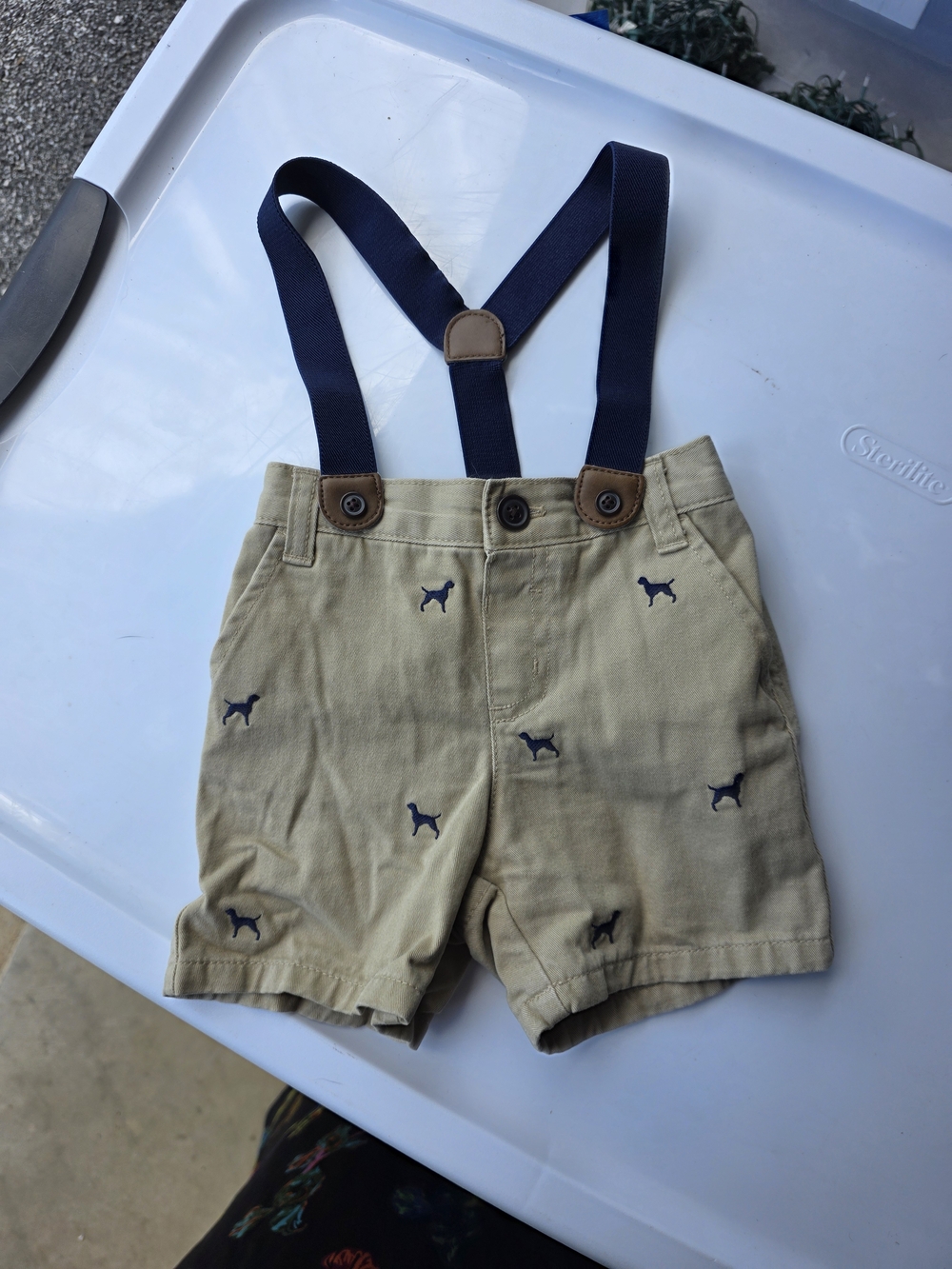 Gymboree Tan Baby Shorts with Navy Accent